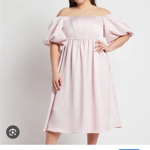 Eloquii Dresses & Skirts - Eloquii Pink Puff Sleeve Dress